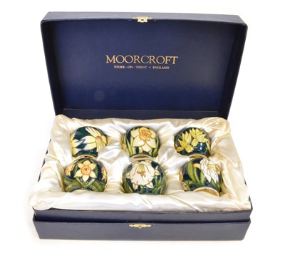 Lot 23 - Boxed set of six Moorcroft 'Daffodil' pattern eggcups