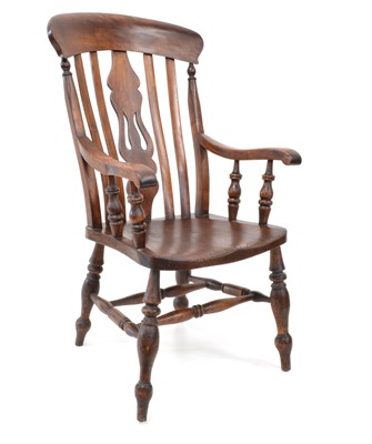 Lot 313 - 19th century oak armchair