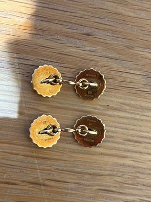 Lot 181 - A pair of 18ct gold sapphire cufflinks by Cartier