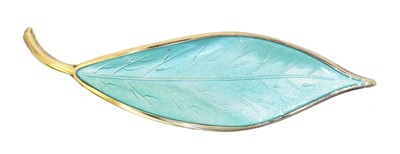Lot 2 - A David Andersen silver enamel leaf brooch