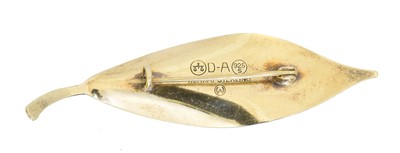 Lot 2 - A David Andersen silver enamel leaf brooch