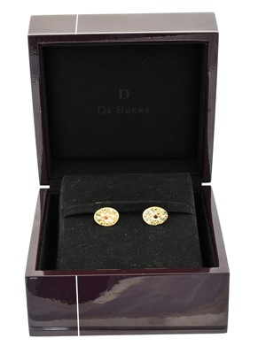 Lot 182 - A pair of 18ct gold diamond 'Talisman' cufflinks by De Beers