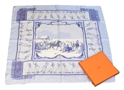 Lot 24 - A Hermès "Plaisirs du Froid" silk scarf by Hugo Grygkar