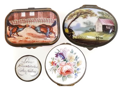 Lot 194 - Four enamel snuff boxes