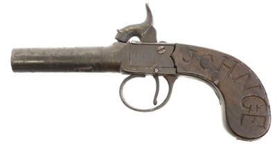 Lot 17 - Percussion 70 bore pistol, 2.25inch barrel,...