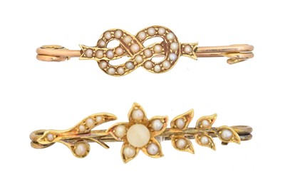 Lot 5 - Two early 20th century split pearl brooches