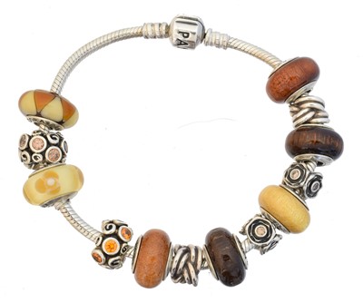 Lot 38 - A silver Pandora charm bracelet