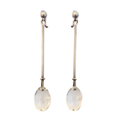Lot 42 - A pair of silver Georg Jensen 'Dew Drop' earrings