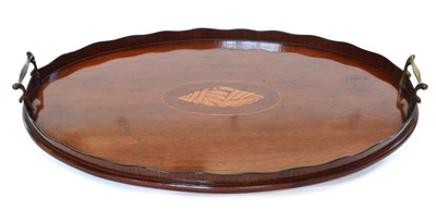 Lot 245 - Edwardian mahogany oval tea tray