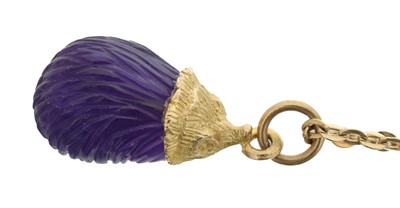 Lot 52 - A 9ct gold amethyst 'Hedgehog' pendant by Deakin & Francis.