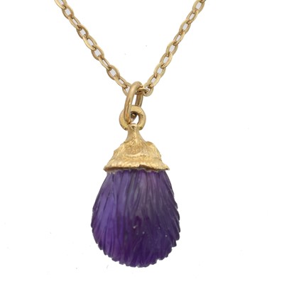 Lot 52 - A 9ct gold amethyst 'Hedgehog' pendant by Deakin & Francis.