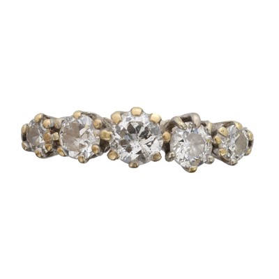 Lot 128 - A 9ct gold diamond five stone ring.
