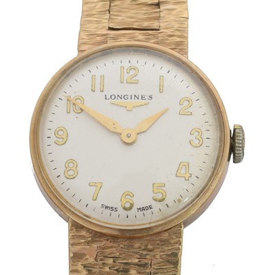 Lot 223 - A 9ct gold Longines manual wind wristwatch.