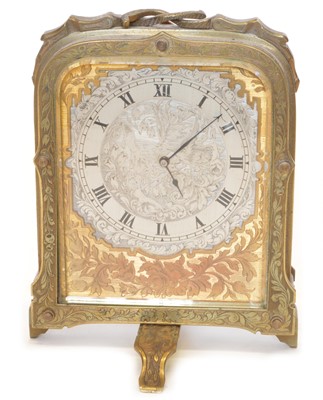 Lot 221 - Late 19th century gilt brass and silvered strut clock in the manner of Thomas Cole