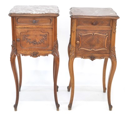 Lot 334 - Matched pair of late 19th century French walnut bedside cabinets