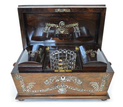 Lot 252 - Victorian rosewood, mother of pearl and abalone inlaid tea caddy