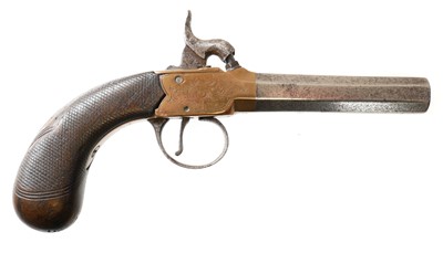 Lot 10 - Percussion pocket pistol, with 60 bore...
