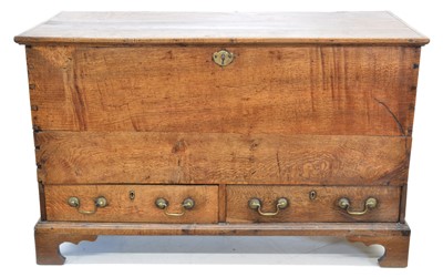 Lot 321 - 18th century and later joined oak mule chest