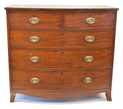 Lot 306 - George III mahogany bow fronted chest of drawers