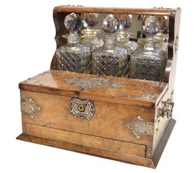 Lot 264 - Late Victorian figured walnut and silver mounted tantalus