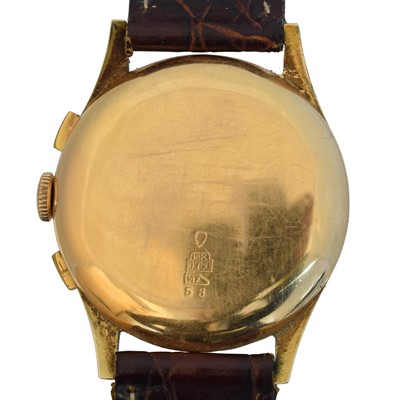 Lot 195 - An 18ct gold Chronographe Suisse manual wind wristwatch