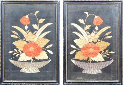 Lot 244 - Pair of 19th century silkwork pictures