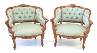 Lot 326 - Pair of Victorian button back tub chairs
