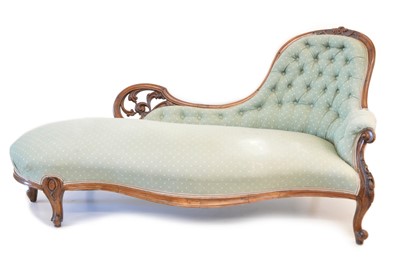 Lot 351 - Victorian walnut framed chaise lounge