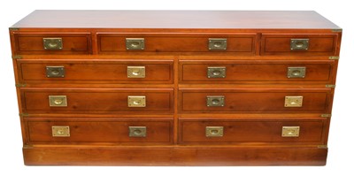 Lot 311 - Modern yew and brass mounted campaign style chest