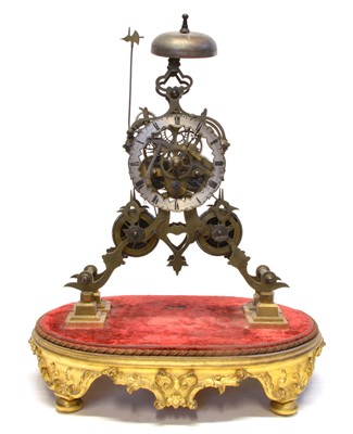 Lot 222 - Mid 19th century skeleton clock