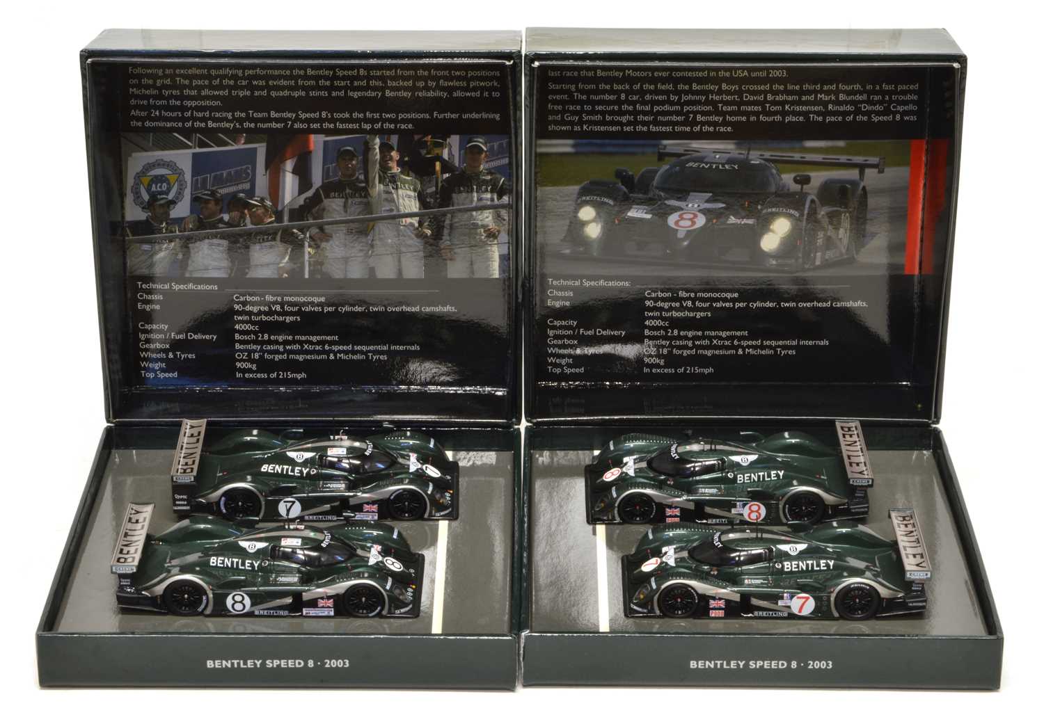 Lot 207 - Two Minichamps 1:43 Bentley Speed 8 2003