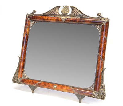 Lot 247 - Late 19th century tortoiseshell and silver plate mounted table mirror