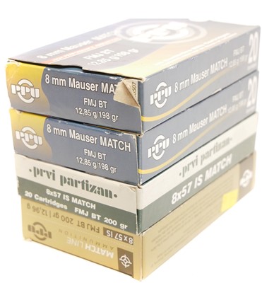 Lot 372 - 8x57 PPU ammuntion, forty 200 grain FMJ rounds,...