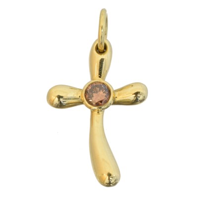 Lot 18 - A coloured diamond cross pendant