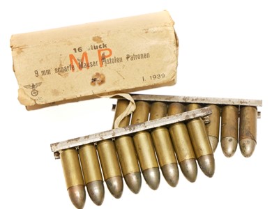 Lot 135 - Sixteen original inert 9 X 23mm cartridges in...