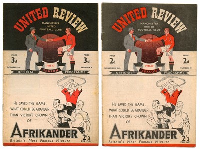Lot 8 - Two Manchester United Home Programmes from the 1946-1947 Season