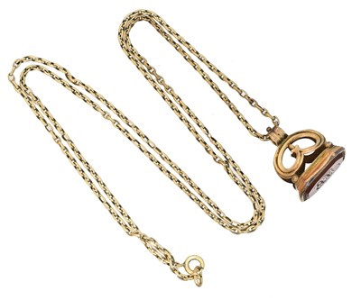 Lot 34 - A hardstone fob pendant