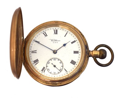 Lot 268 - A 9ct gold Waltham hunter pocket watch
