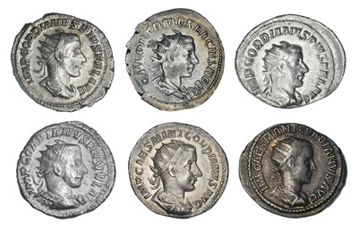 Lot 3 - Gordian III (238-244AD) and a Herennius Etruscus (251AD) silver Antoninianii (6).