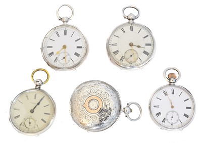 Lot 275 - Five silver pocket watches