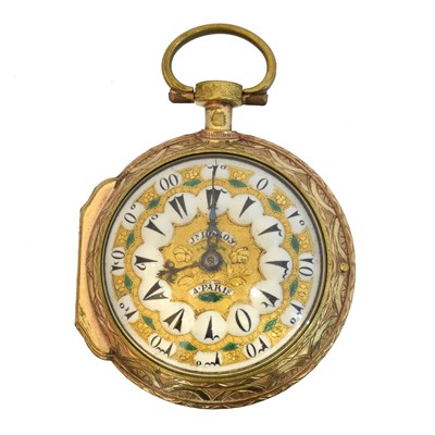 Lot 248 - A late 18th century gilt metal open face pocket watch by Julian Leroy, Paris.