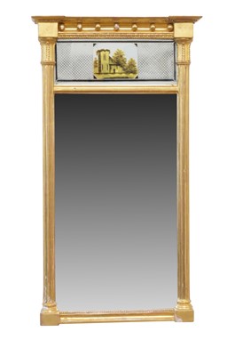 Lot 307 - Regency Style Giltwood Verre Eglomise Pier Mirror