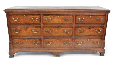 Lot 367 - George III Oak and Mahogany Cross-Banded Cheshire or Lancashire Dresser Base