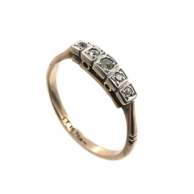 Lot A 9ct yellow gold diamond five-stone ring