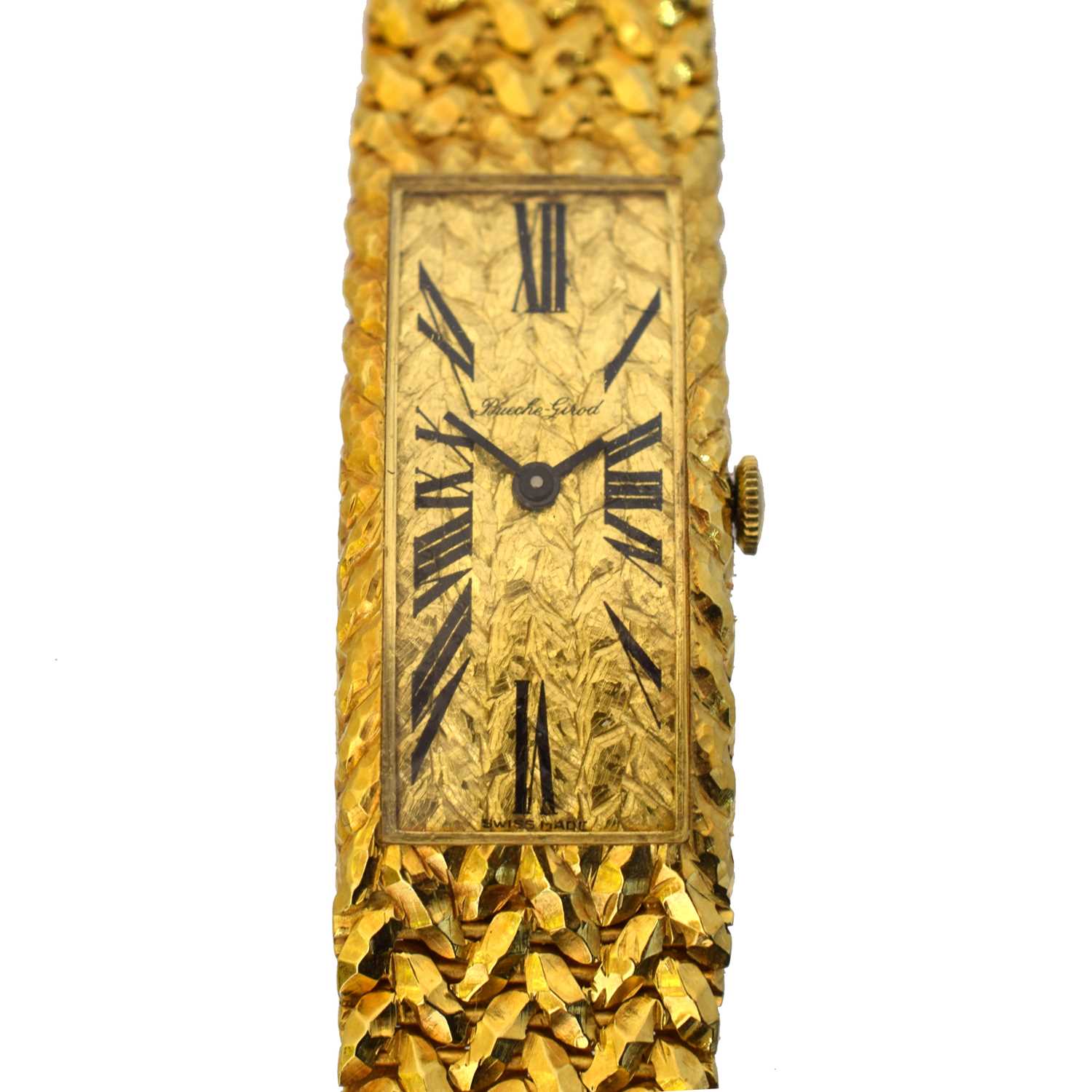 Lot 189 - An 18ct gold Bueche Girod manual wind wristwatch