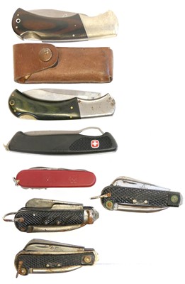 Lot 240 - Eight pocket / pen knives by Wenger, Falcon,...