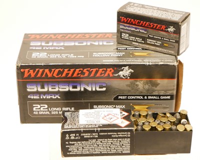 Lot 527 - 590 rounds of Winchester subsonic .22lr...