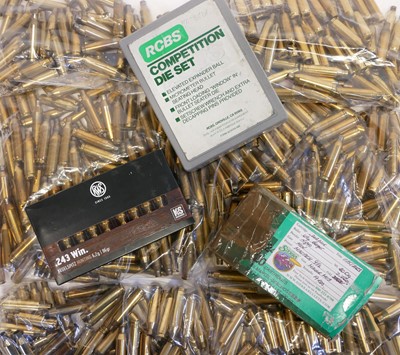 Lot 579 - .243 Ammunition, dies and cases, to include 20...