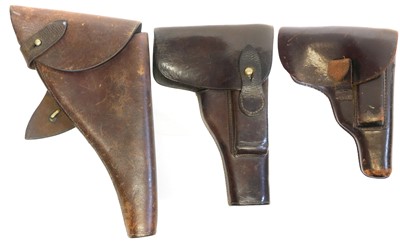 Lot 471 - Leather holster for a Webley service revolver,...