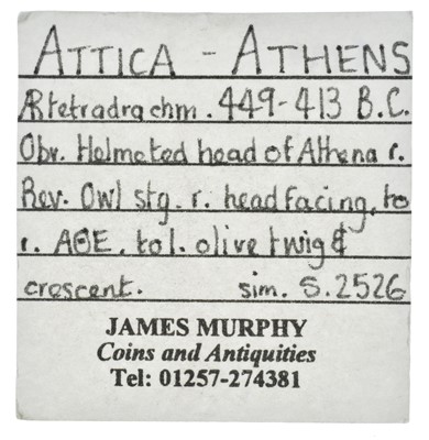 Lot 4 - Attica, Athens AR Tetradrachm, circa 449-413 B.C.